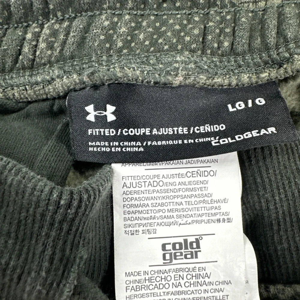 Under Armour Sweatpants Men Large Fitted Green Camouflage Joggers Cold Gear